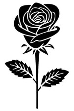 Really Great Stencils, Long Stem Rose 6 Stencil, 4.2x6.2", Flower, Roses, Love