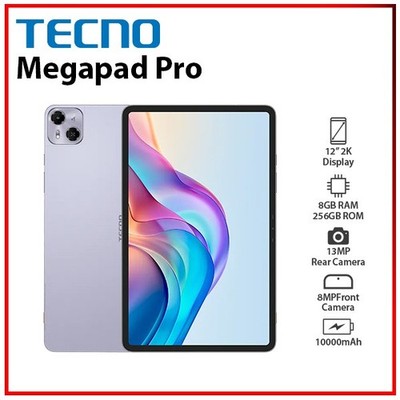 (Wi-Fi)TECNO Megapad Pro 8GB+256GB VIOLET Unlocked Anrdoid PC Tablet AU (New)