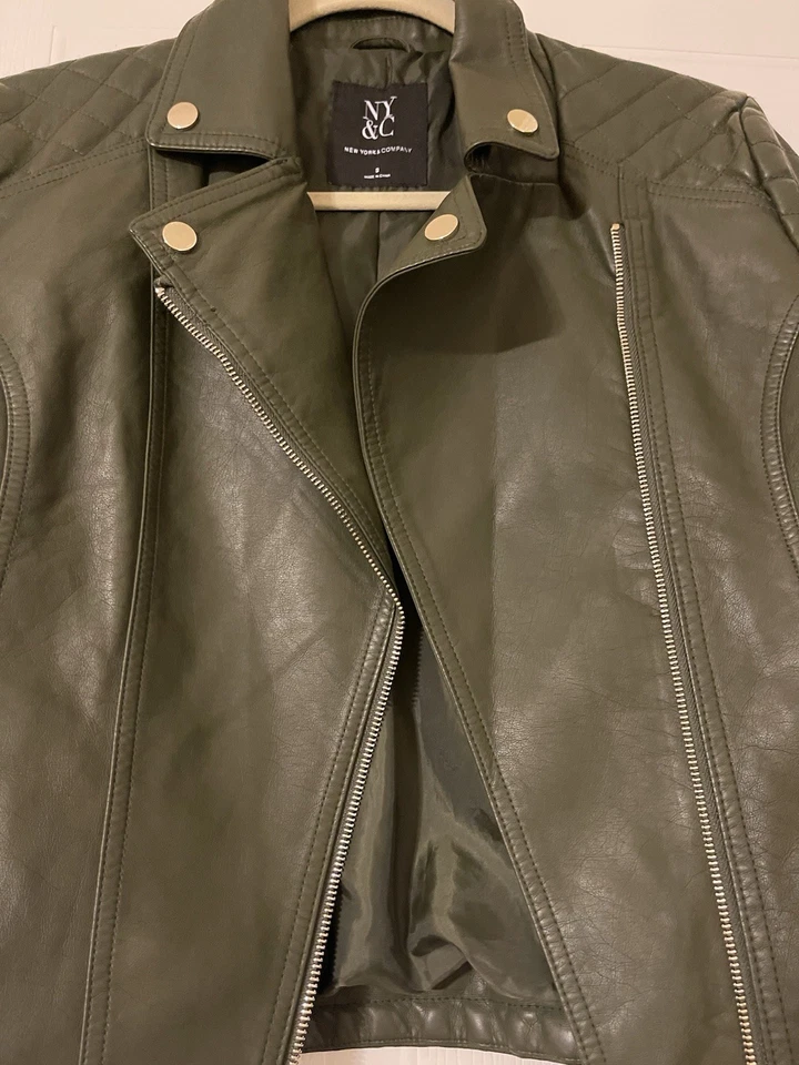 Chaqueta de motocicleta para mujer NYC verde oliva S Foto 3 de 4