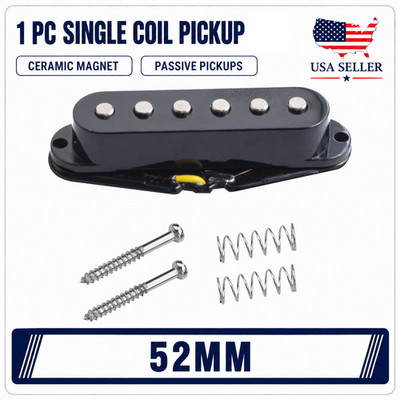 1Pc Black 52mm Ceramic Single Coil Pickup for ST Style Electric Guitar