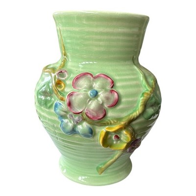 Clarice Cliff My Garden Vase 912 Newport Pottery England Relief Floral Art Deco