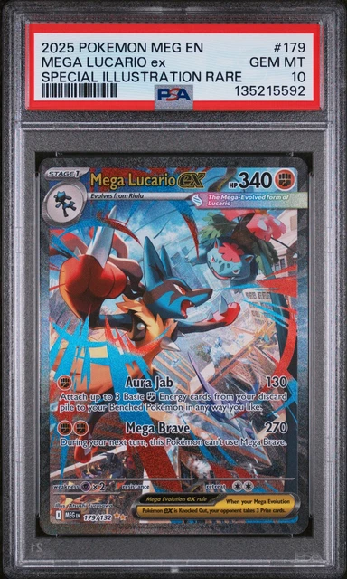 2025 POKEMON MEG EN-MEGA EVOLUTION #179 MEGA LUCARIO EX PSA 10