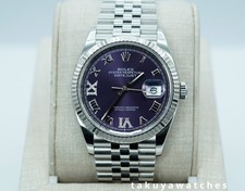 Rolex 126234 DATEJUST 36 FLUTED BEZEL AUBERGINE DIAMOND DIAL JUBILEE FULL SET