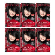  Pack of 6 - Revlon ColorSilk Permanent Hair Color  11 Soft Black