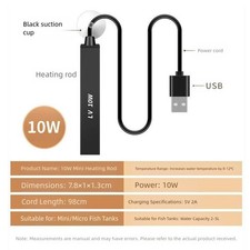 Stainless Steel Fish Tank Heating Rod USB Powered Reliable Temperature Control