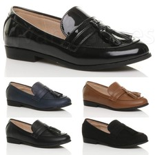 DAMEN FLACH NIEDRIGER ABSATZ QUASTE SMART VINTAGE OXFORD SCHUHE BROGUES GRÖSSE
