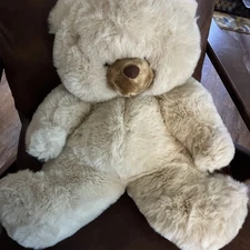 PRESTIGE TOY CORP 1985 Vintage White Teddy Bear Big Foot 20” Plush Snuggly Tag