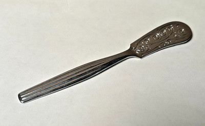 Spreader Butter Knife Chromium Plated by Sheffield England Scroll Design