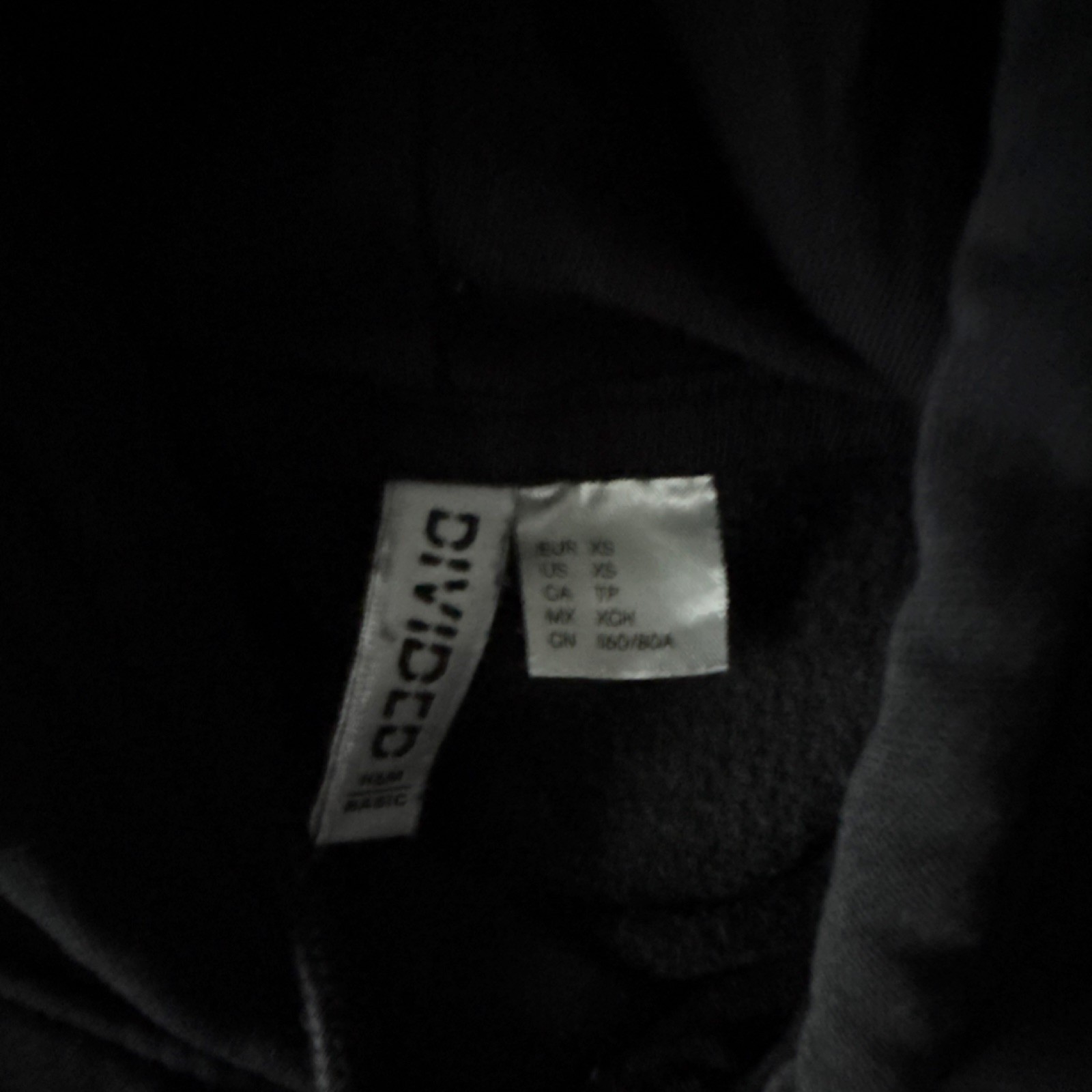 DIVIDED BASIC Black Cotton Fleece Pullover Hoodie… - image 2