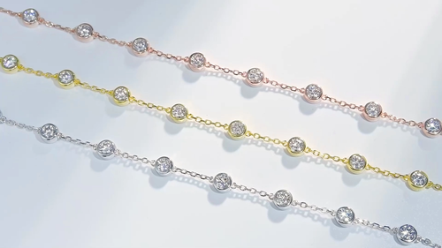 4mm D VVS1 Moissanite Bubble Tennis Chain Bracelet Gift For Her 18k Gold Plated - Video 1 of 1