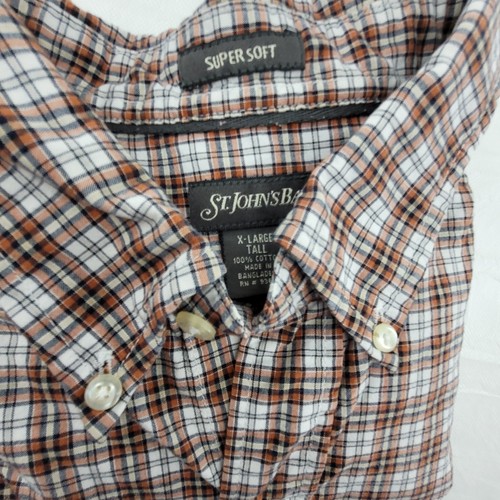 VTG St. John's Bay Shirt Mens XLT Tall Multicolor Plaid Super Soft 100% Cotton - Picture 14 of 15