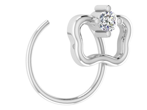 0.02Cts Natural Diamond Nose Ring/ 925 Sterling Silver Women Piereced Nose Studs - Picture 2 of 5
