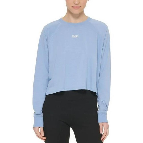 DKNY SPORT Women's Boxy Cropped Long Slv Activewear Top L NEW $50 DP2T8840