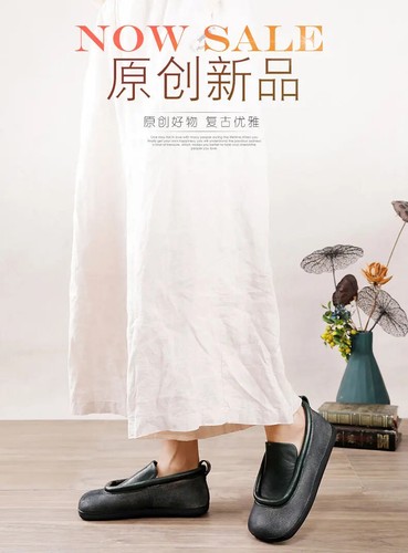 Zapatos planos de cuero para mujer con suela suave poco profunda informales punta redonda mocasines calzado - Imagen 7 de 21