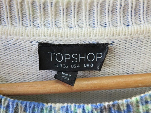 Stylish Blue/Green Animal Print Cotton Knit Jumper from Top Shop - size 8 - Picture 4 of 9