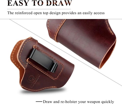 IWB Leather Holster Gun Pistol Fits Glock Sig Sauer Springfield S&W M&P Ruger BR - Picture 8 of 9