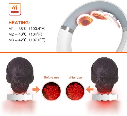 Auxoliev Electric Pulse Neck Massager With Heat Pain Relief 9 Modes Deep Tissue - Picture 4 of 7