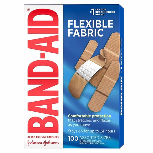 Band Aid x100 VENDAJES ADHESIVOS DE TELA FLEXIBLE TAMAÑOS SURTIDOS Cuidado de heridas 1-AID - Imagen 3 de 9