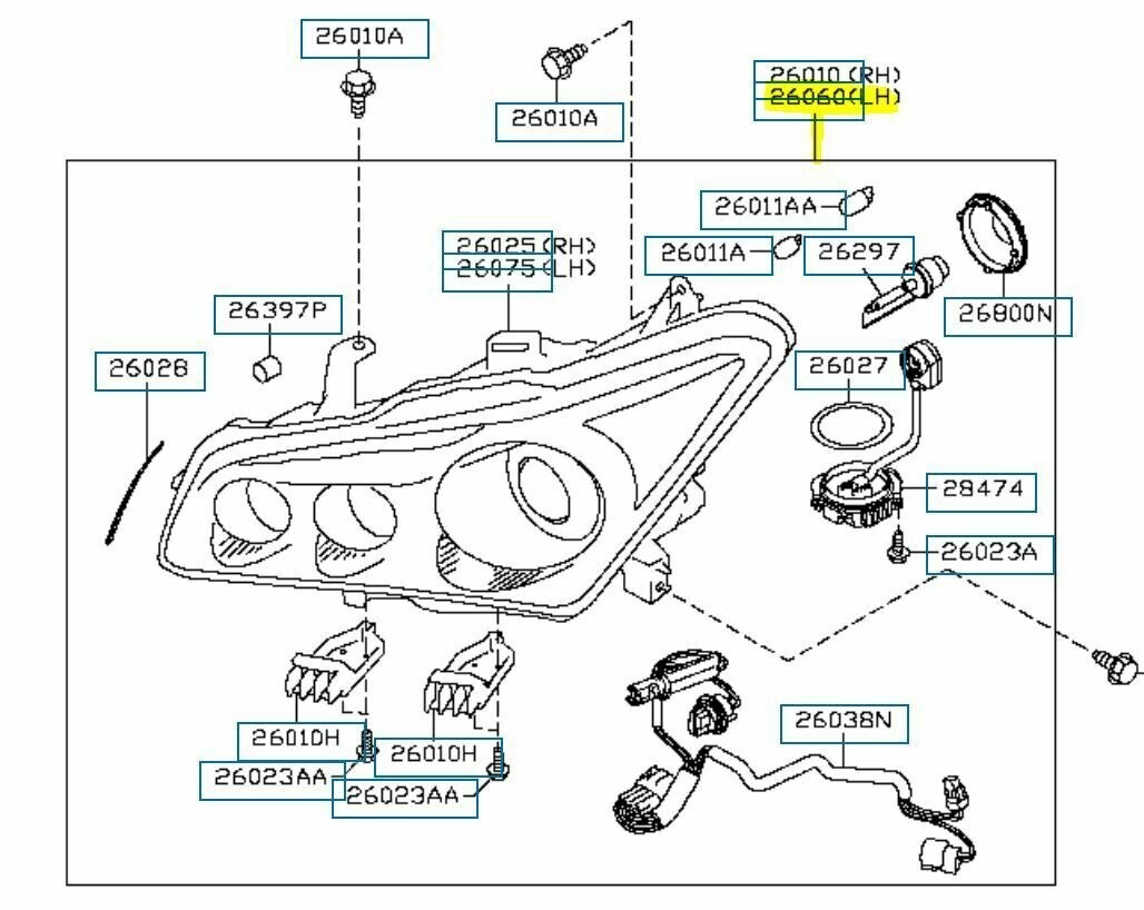 2004-2013 Infiniti QX56 Left Headlight Assembly ASSY 260601LA1B
