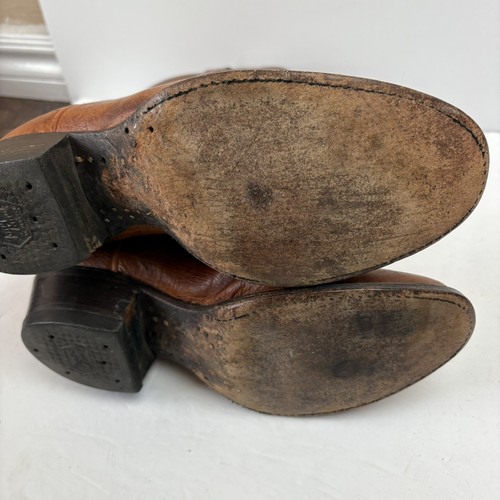 Vintage Tony Lama Brown Smooth Ostrich Leather Cowboy Boots 8437 Mens Size 7 D - Picture 12 of 17