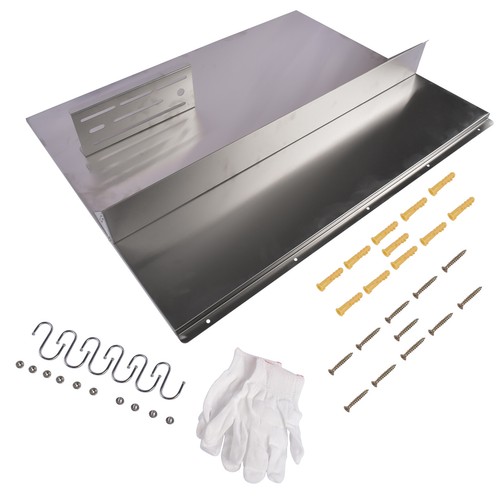 Backsplash with Shelf Stainless Steel Kitchen Range Hood Wall Tile Shield Silver - Picture 46 of 62