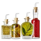 4Pcs Oil & Vinegar Bottle Condiment Set Clear Cork Stopper Luigi Bormioli Elixir