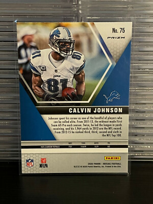 2020 Panini Mosaic Silver Prizm Calvin Johnson #75 HOF Detroit Lions
