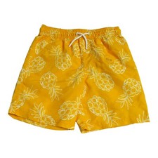 Cat Jack Boys Size S 6-7 Swim Trunks Drawstring Pockets Pineapple Print Yellow