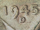 1945 D DDO002 AU Hub Doubling Variety Coin