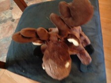 GANZ DARK BROWN REINDEER MOOSE DARK HOOFS & ANTLERS TAN EARS BLACK  EYES  