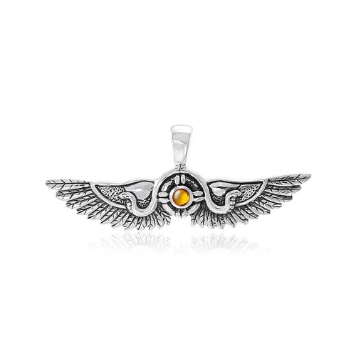 Egyptian Wings Snake 925 Sterling Silver Pendant Choice of Gemstone Jewelry - Picture 13 of 13