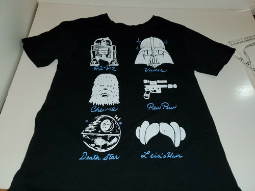 Star Wars BLACK Girl's LG Tshirt/Pajama S/S R2-D2 Vader Chewie Leia's Hair more - Picture 2 of 11