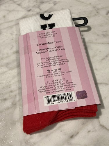 I ❤ Cocktails Knee High Ribbed Socks 80's Schoolgirl Cosplay Skater Girl Costume - Picture 6 of 6