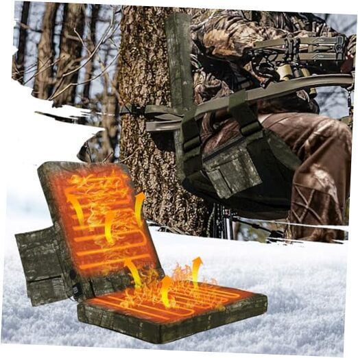 Hunting Heated Seat Cushion with Cozy Backrest, 2 Individual Heating Pads- 