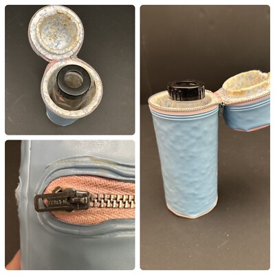 HTF Rare Antique 1950-60's Insulated Pink and Blue Vinyl Baby Bottle Cooler