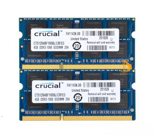 Crucial 40 GB DDR3 RAM 10x 4 GB PC3-8500S 1066Mhz SODIMM Laptop Memory 204Pin*& - Picture 4 of 14
