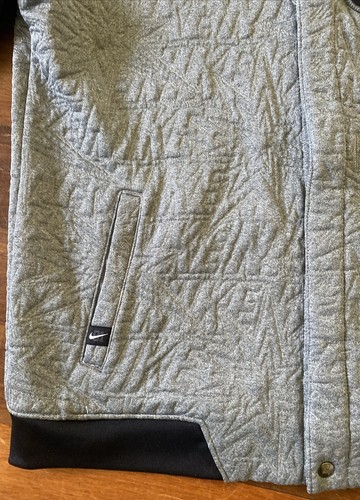 NIKE Varsity Jacket Knit Embroidered Body Gray w Black Sleeves Snap Up Youth XL - Picture 4 of 14