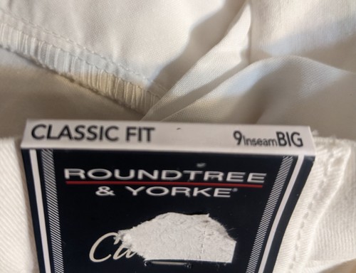Liquidación - Pantalones Cortos Planos Chinos Informales Talla 46 Big Roundtree & Yorke 9"I Blanco - Imagen 10 de 10