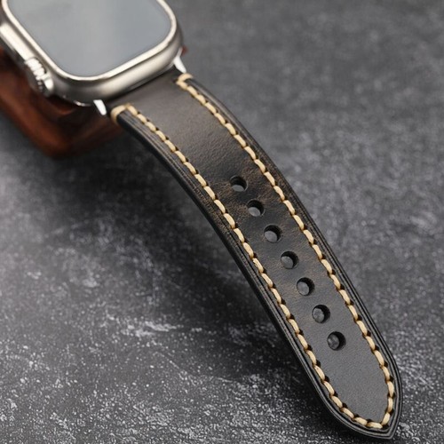 Correa de correa de cuero genuino vintage para Apple Watch Ultra 2 iWatch Series 9/8/7/6 - Imagen 12 de 22