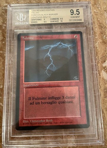 MTG LIGHTNING BOLT BGS 9.5B+ w/ 10 surf Italian Beta FBB unique pop 1 free ship - Afbeelding 1 van 2