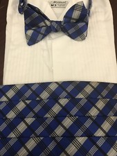 Men  s Plaid Cummerbund  Bow tie Set, Soft Packed To Save On Shipping.