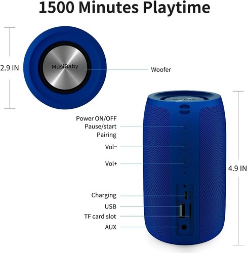 Portable MusiBaby Bluetooth Speaker - 360 Stereo Sound & Dual Pairing Function - Picture 5 of 9