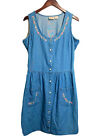 New ListingVintage The Vermont Country Store Womens Floral Embroidered Denim Jumper Dress M