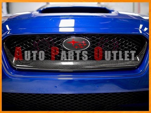 Carbon Fiber Front Grille Garnish Trim Add-on Cover For 2015-2017 SUBARU WRX STI - Picture 2 of 5