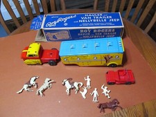 vintage MARX ROY ROGERS TIN DODGE TRUCK  TRAILER, with figures, AND BOX