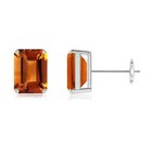 Solitaire Stud Earrings in 14K Gold Angara 3 Ct Prong-Set Emerald-Cut Citrine