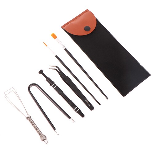 1Set Keyboard Cleaning Tool Keycap Puller Stem Holder Lube Brush w/Storage Bag - Afbeelding 3 van 13
