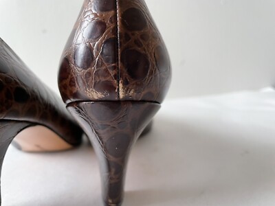 Salvatore Ferragamo Brown Leather Heel Pump Alligator