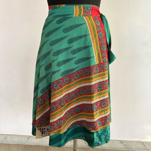 Upcycled Wraparound Skirts Women Beach Wear Bohemian Wholesale Silk Sari Dress - Picture 5 of 11