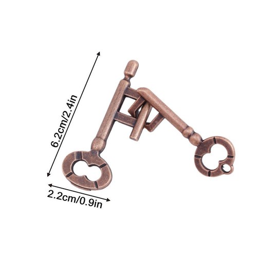 Vintage Classic Key Lock Puzzle Metal Brain Teaser IQ Test Toys for Adults Kid·- - Photo 12/12